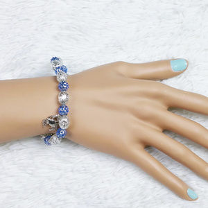 Deluni Stretch Bracelet Crab Charms Blue Silver